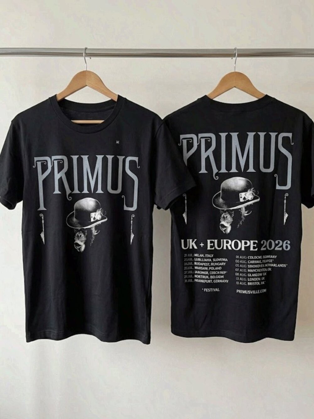 Primus UK And Europe 2026 Tour Schedule T-Shirt Reprint